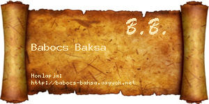 Babocs Baksa névjegykártya